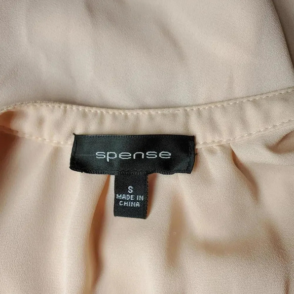 Spense Light Pink Peach Sheer V-Neck Blouse Women's Size Small EUC - Picture 2 of 15